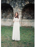 Long Sleeve Ivory Lace Buttons Back Wedding Dress